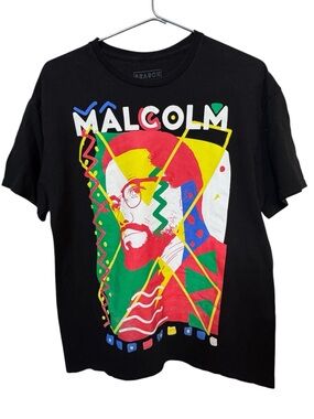 Malcolm X Reason Full Vibrant Graphic Black Tee Men’s L Streetwear MINTY